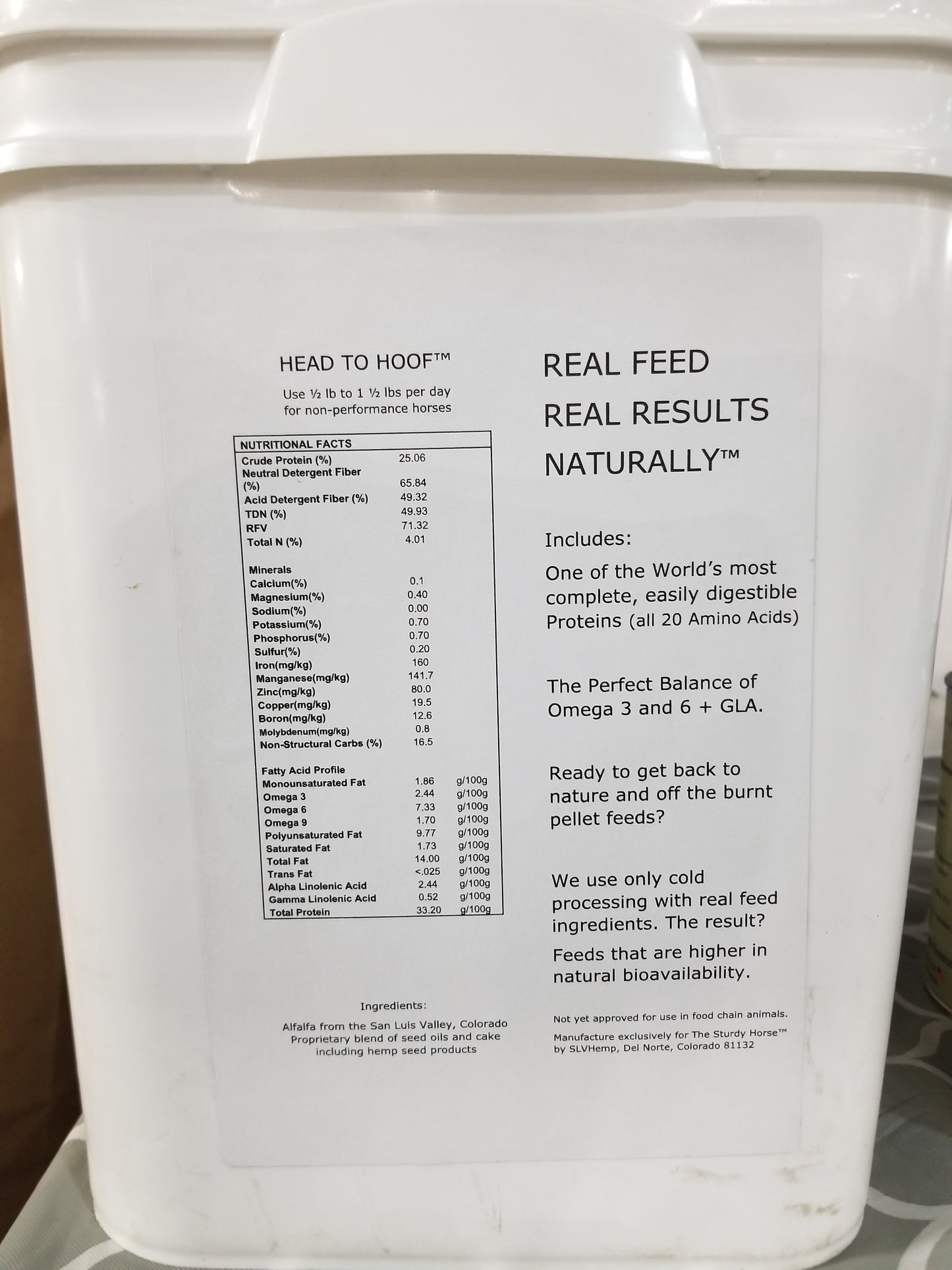Head to Hoof™ - Coarse Ground Hemp Feed 20lb Tubs | The Sturdy Horse